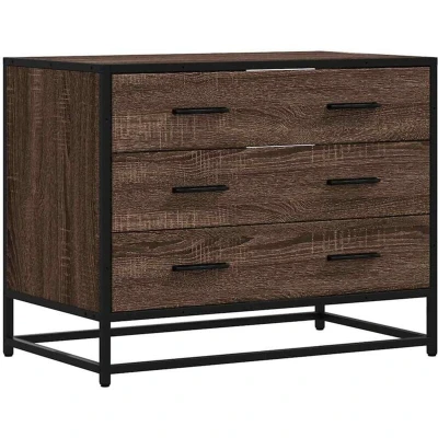 Image of vidaXL Drawer Cabinet Brown Oak 70x41x56 cm Engineered Wood