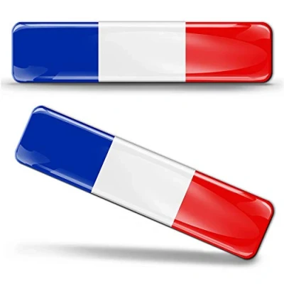 Image of Biomar Labs® 2 x 3D Flexible Self Adhesive Stickers National Flags France French F 8