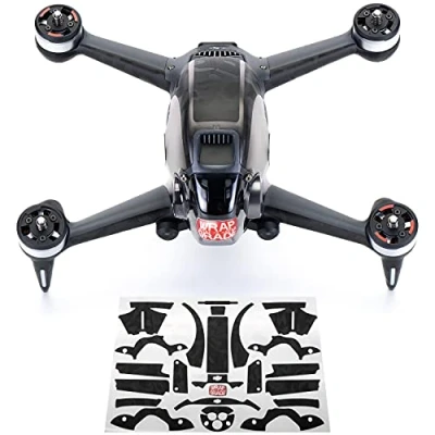 Image of WRAPGRADE Skin Compatible with DJI FPV Accent Color (BLACK BUMPY CAMO)