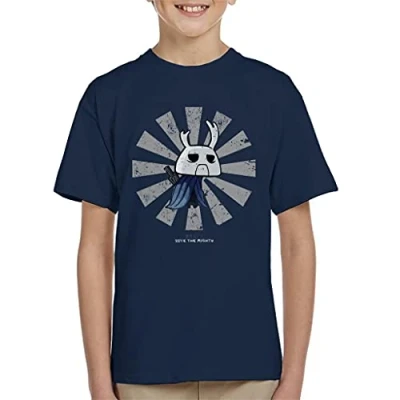 Image of Cloud City 7 Zote The Mighty Retro Japanese Hollow Knight Kid&#039;s T Shirt Navy Blue