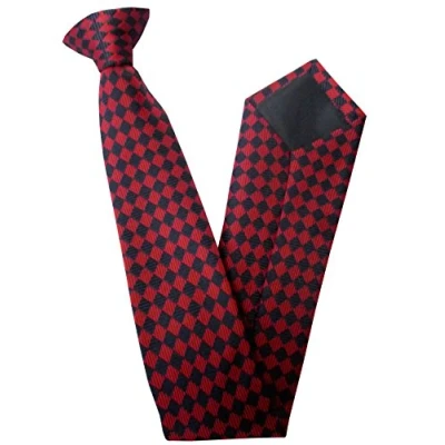 Image of Red &amp; Navy Harlequin Check Clip On Tie