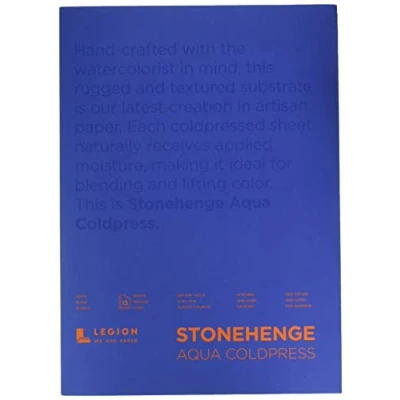 Image of Legion Stonehenge Aqua Watercolor Block, 140lb. Cold Press, 10 X 14 inches, White, 15 Sheets (L21 SQC140WH1014)