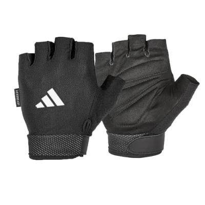 Image of adidas Men&#039;s Essential Adjustable Gloves White Weight Lifting, Black, Medium (Palm 19 20 cm)
