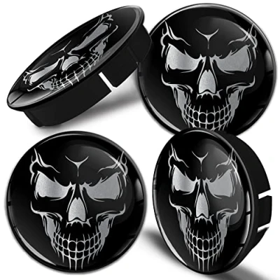 Image of SkinoEu® 4 x 60 mm silicone hub caps, wheel centre car poisonous, skull C 92