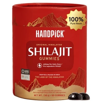 Image of HANDPICK, Pure Himalayan Shilajit Gummies High Potency (60 Gummies) Essential Trace Minerals, 75%+ Fulvic Acid, 400mg