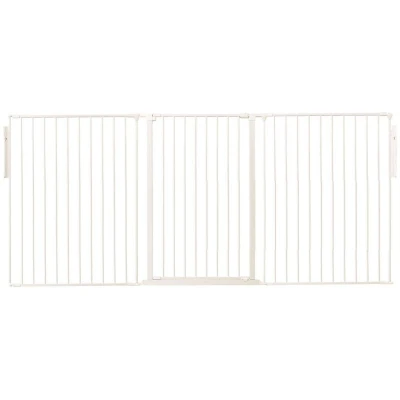 Image of Safetots Premium Extra Tall Room Divider, up to 226cm Wide, White, 105cm Tall, Multi Panel Flexible Barrier, Divider with Door for Baby and Toddler, Easy Installation
