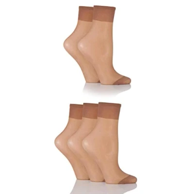 Image of 5 Pair Hazelnut 15 Denier Ankle Highs Ladies 4 8 SOCKSHOP
