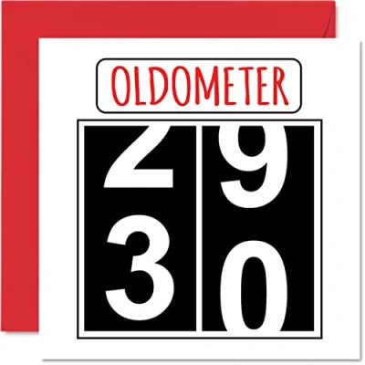 Image of Fun 30th Birthday Cards for Men Woman Oldometer Happy Card Dad Mum Son Daughter Brother Sister Uncle Auntie Cousin, 145mm x Greeting Cards,