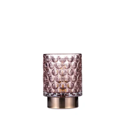 Image of Pauleen 48239 Bright Glamour Mobile Table Lamp Glass Timer Function 6H Battery Without Cable Rose/Brass