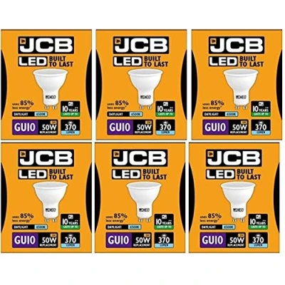 Image of 6 X JCB 5w = 50w LED GU10 100deg 6500k Daylight 370lm [Energy Class A+]