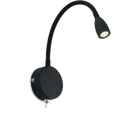 Image of Loke LED Indoor Wall Light Reading Lamp Black