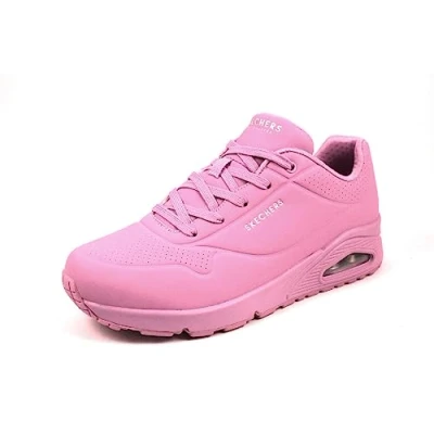 Image of Skechers Sport UNO Trainers, Women&#039;s, Size: 3.5, Pink durabuck / mesh High quality imitation leather