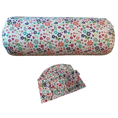 Image of Yoga Bolster Filled with Organic Buckwheat Hulls Extra Floral White Cover