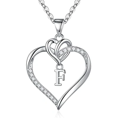 Image of TINGN Heart Initial Necklaces for Women, 14K White Gold Plated B Pendant Necklace Dainty Silver Girlfriend Jewelry Women Teen Girls Gifts