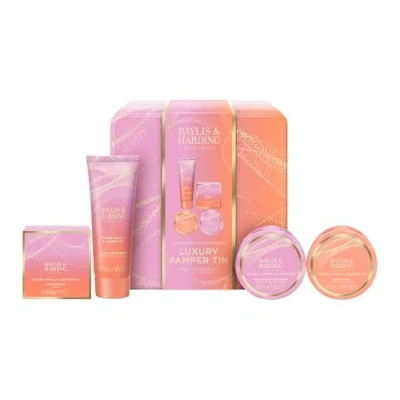 Image of Baylis &amp; Harding Jojoba, Vanilla Almond Oil Luxury Pamper Tin Gift Set (Pack of 1) Vegan Friendly