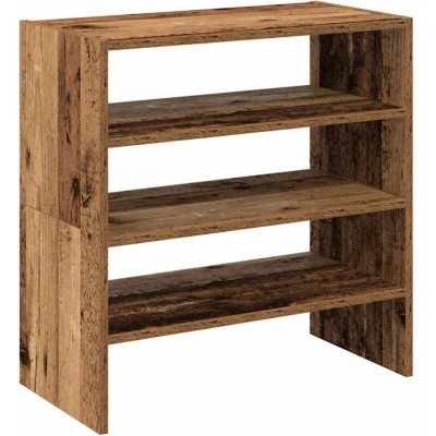 Image of vidaXL Stackable Shoe Racks/Old Wood Finish/Freestanding/Engineered Wood/60x30x30.5 cm/Entryway &amp; Bedroom Storage