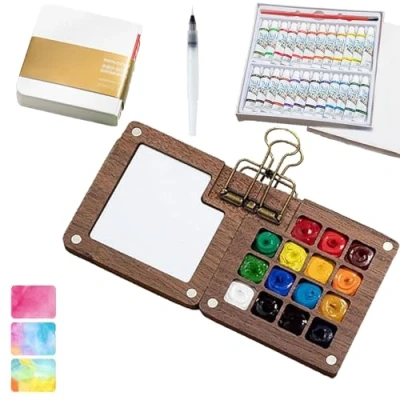 Image of Watercolor Travel Set, Paint Palette, Mini Water Colour Palette Kit for Painters Artists Students (15 colors)