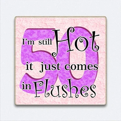 Image of HmHome Pink Fridge Magnet Wooden 50th Birthday Token gift for women friend Mum sister