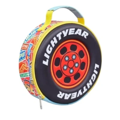 Image of Disney Cars Lunch Bag Lightning McQueen Tyre Shape Boys and Girls School Box Nursery Cooler