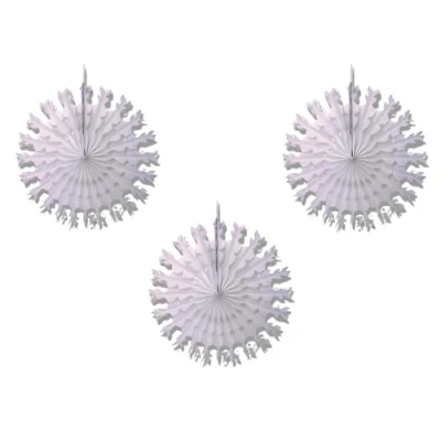 Image of 3 x Large Hanging Snowflake Christmas Decorations White Paper Festive Decor 50cm Winter Home Fake Snow Decoration