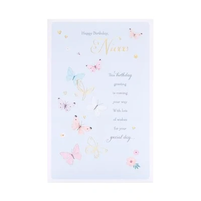 Image of UK Greetings Birthday Card for Niece Butterflies Design Thinking of You Range