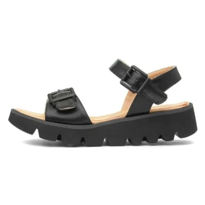 Image of Heavenly Feet Alberta Womens Black Buckle Sandal Size 5 UK