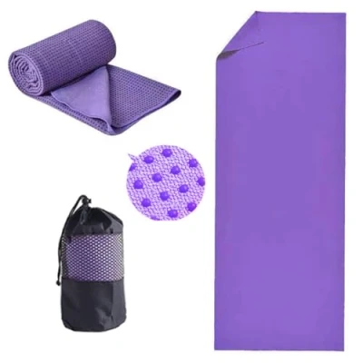 Image of Oaygat Yoga Mat Towel Non Slip Hot Blanket Quick Dry Fitness Sweat Absorbent Grip Dot Cltoh Washable with Mesh Carry Bag for Bikram, Pilates, Gym