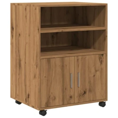 Image of vidaXL Rolling Cabinet Filing Storage Artisian Oak Engineered Wood