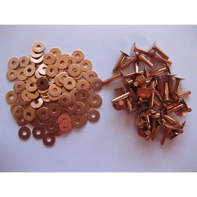 Image of 50 Copper saddlers rivets 10 Gauge x 1/2 with washers leather belt bag arts crafts