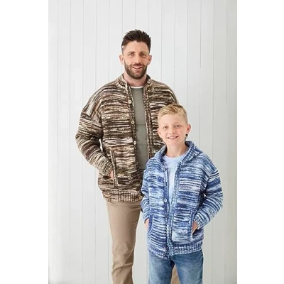 Image of King Cole Mens Boys Double Knitting Pattern Easy Knit Cardigans (6080)
