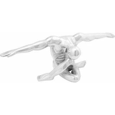 Image of vidaXL Sculpture Silver 63x20x22 cm Aluminium Thinking Man