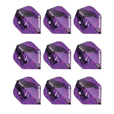 Image of RED DRAGON Snakebite Ionic Snake Head Purple Dart Flights 3 sets Per Pack (9 in total)