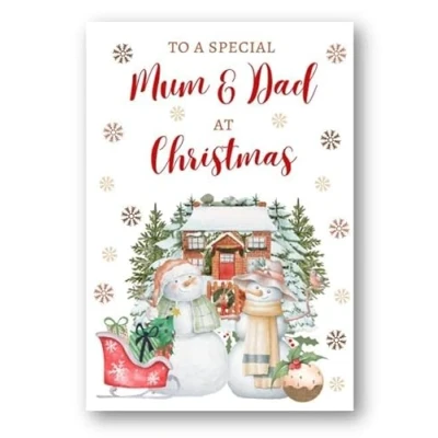 Image of Second Ave Mum &amp; Dad Christmas Snowmen Winter Xmas Holiday Festive Greetings Card