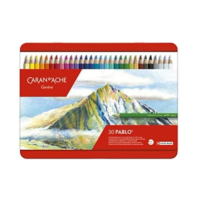 Image of Caran D&#039;Ache Pablo artists quality colouring pencils tin set of 30 assorted water resistant colours