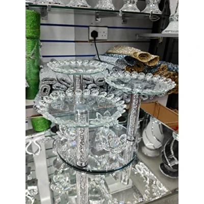 Image of Biznest XL SILVER SPARKLY CRUSHED DIAMOND CRYSTAL FILLED TEA COFFEE SUGAR CANISTER JARS STAND ONLY