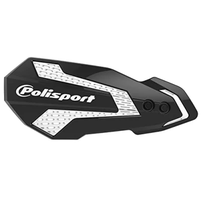 Image of POLISPORT MX Style 8308200009 Handguard FLOW 1 Mounting Point Plastic with Kit Included Compatible Kawasaki, Yamaha, Suzuki in Black/White