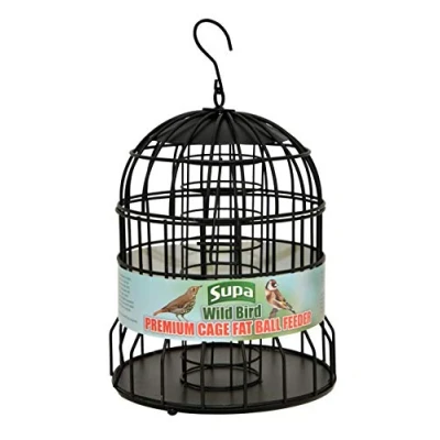Image of Supa Premium Wild Bird Cage Fat Ball Feeder, Deters Squirrels and Larger Birds Such As Doves &amp; Pigeons