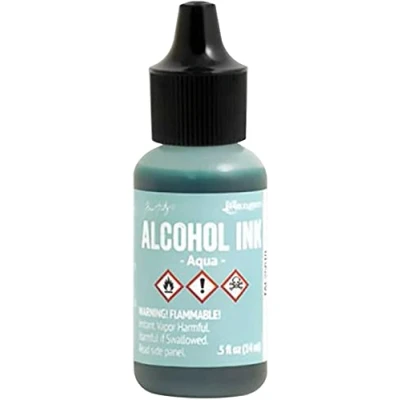 Image of Tim Holtz TAL25610 Alcohol Inks and Accessories Adirondack Lights Aqua Ink, 0.5oz