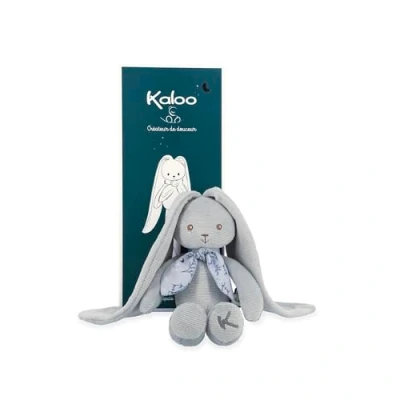 Image of Kaloo Lapinoo Rabbit Doll Baby’s Bi Material Jersey &amp; Knit Fabric Toy 9.8&quot;/25 cm Blue Colour Ultra Soft materials Gift Box K972202