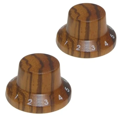 Image of Pair of Zebra finish wood guitar knobs tone or volume control