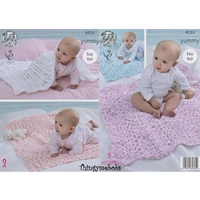 Image of King Cole 4533 Knitting Pattern Baby Blankets to knit in Yummy by