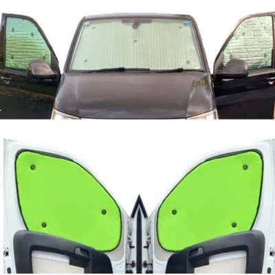 Image of Thermal Blinds Compatible With Renault Trafic (Years 2000 2014) (Front Set) Backing Colour in Flourescent Yellow, Reversible
