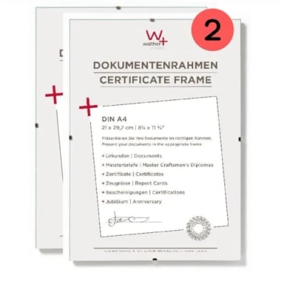 Image of walther Design Picture Frame clear Glass21 x 29,7 cm (DIN A4) document Double Pack, Frameless holder RB130KD