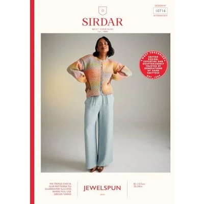 Image of Sirdar Jewelspun Aran Knitting Pattern 10716 Ladies Cardigan