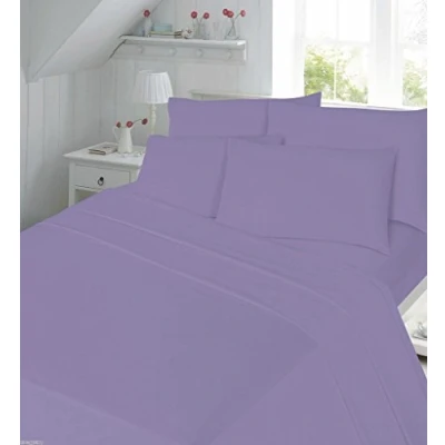 Image of Egyptian Cotton Fitted Sheet 200 Thread Count Deep Double Size Bed Plain Dyed Bedding, Lilac