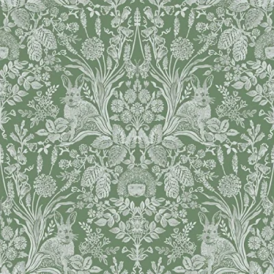 Image of World of Wallpaper Harlen Woodland Animals Flower (Green)