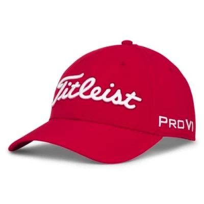 Image of Titleist Men&#039;s Tour Performance Golf Hat Baseball Cap, Red/White, One Size