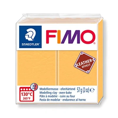 Image of STAEDTLER FIMO Leather Effect Oven Hardening Modelling Clay Saffron Yellow 8010 109