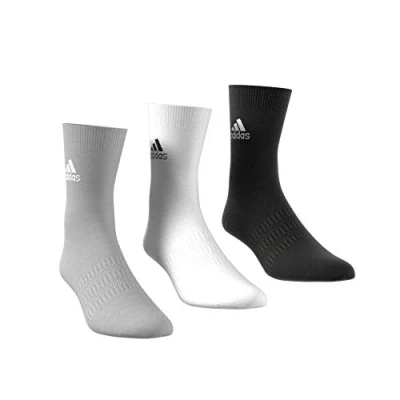 Image of adidas Mens Socks Light Crew 3Pp, Mgreyh/White/Black, DZ9392, L EU