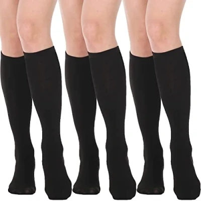 Image of DRESHOW 3 Pairs Knee High Socks for Women Casual Stripe Long Stocking Tube